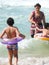 Mother and Kids on the sea