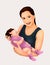 Mother and little baby   baby care, baby nursery, motherhood, life, baby development, greeting card