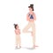 mother with little daughter doing yoga exercises and meditating family meditation relax concept