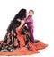 Mother and little son in the Gypsy costumes