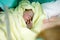 Mother looking for first ime her baby being born via Caesarean Section