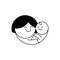 Mother love icon. mother hugging child symbol