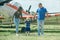 Mother and mothers day. Little child with mother and father celebrate mothers day. Mothers day on military air show