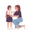 Mother motivating child to do well in school semi flat color vector characters