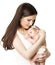 Mother Newborn Baby Family Portrait, Mom Embracing New Born Kid