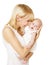 Mother And Newborn Baby, Happy Woman Holding New Born Daughter O