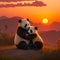 A mother panda and her baby in a heartwarming moment AI-Generated