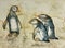 Mother penguin in a conversation with her babies.