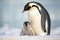 Mother penguin with her offspring. Generative AI