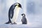 Mother penguin with her offspring. Generative AI