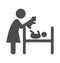 Mother plays with plush bear with the baby pictogram flat icon i