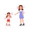 Mother pointing at her daughter. Fight and argue between parent and children. Parenting clip art.