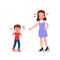 Mother pointing at her son. Fight and argue between parent and children. Parenting clip art.