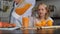 Mother Pouring Smoothie from Blender into Glasses