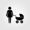 Mother with pram stroller icon