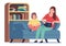 Mother reading to kid. Mom reading bedtime story book preparing child for sleep in bed, parent spending time together at