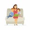 Mother reads a fairytale - cartoon people characters isolated illustration