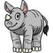 Mother Rhino Cartoon Colored Clipart Illustration