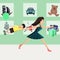 Mother running at toy store vector cartoon