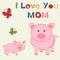 Mother`s day card with Pig and piglet