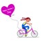 Mother`s Day - Cute girl on a bike gives her mother a heart balloon - Greeting