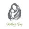 Mother`s day, family time, adoption, family concept. Hand drawn isolated vector.