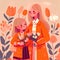 Mother\\\'s Day Mother Daughter Warmth Celebration Pink Orange Peach Spring Flower March 8 Pastel Generative AI