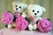 Mother`s Day Teddy Bear and pink roses