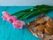 Mother`s Day, woman`s day. tulips and sweets on wooden background