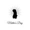 Mother s Day. Woman s silhouette in beams. Vector illustration. Greeting card design.