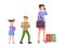 Mother shopping with kids vector illustration