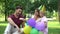 Mother and son congratulate dad on birthday, pleasant surprise from close people