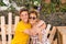 Mother and son hugging with smile and enjoy leisure time together with love. family teenager boy 14 years old and mom 43 have fun