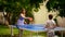 Mother and son playing table tennis