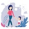 Mother and son walk hand in hand vector