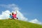 Mother and son watching clouds