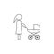 Mother, stroller icon. Vector illustration, flat design