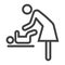 Mother swaddle baby line icon, care and motherhood