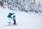 Mother Teaching her Child to Ski at Mont-Tremblant