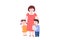 Mother and three children isolated on the white background.