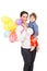 Mother and toddler with many balloons