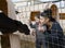 Mother and Toddler petting a calf