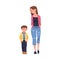 Mother Walking and Talking to Her Puzzled Son Supporting and Soothing Him Vector Illustration