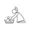 Mother washing her child \'s with love icon. Element of family for mobile concept and web apps icon. Outline, thin line icon for