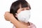 Mother wearing N95 mask protection for her daughter