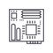 Motherboard vector line icon, sign, illustration on background, editable strokes