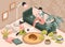 Motherhood Isometric Background