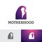 Motherhood Penguin Mother Child Love Logo Template