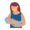 Motherhood. Woman with a baby in her arms. Breastfeeding Infant. Baby boy. Flat illustration