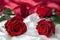 Mothers Day beauty red roses on satin for a heartfelt gift